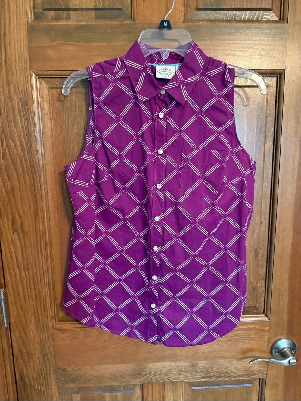 St. John's Bay Purple Sleeveless Button-Down Top